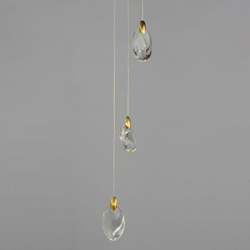 ET2 Lighting Pebble 3Lt LED Pendant, Black/Gold/Clear Crystal