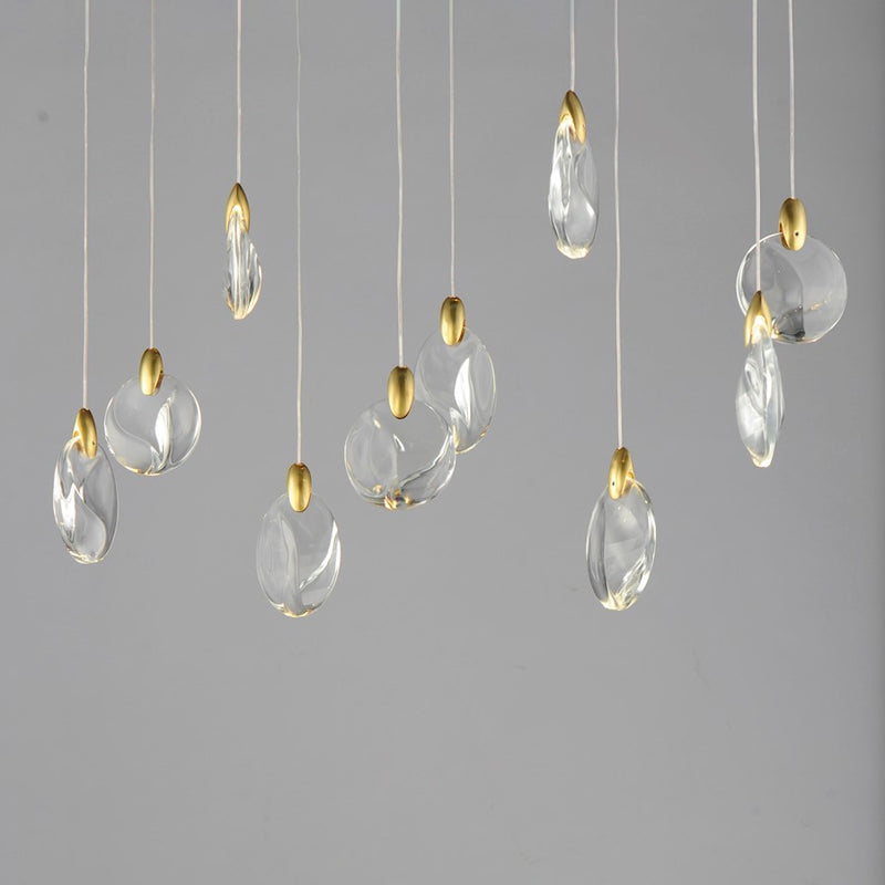 ET2 Lighting Pebble 10Lt LED Pendant, Black/Gold/Clear Crystal