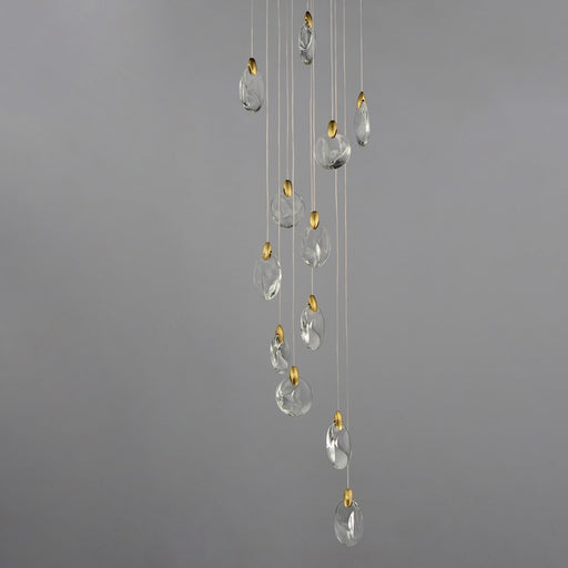 ET2 Lighting Pebble 12Lt LED Pendant, Black/Gold/Clear Crystal