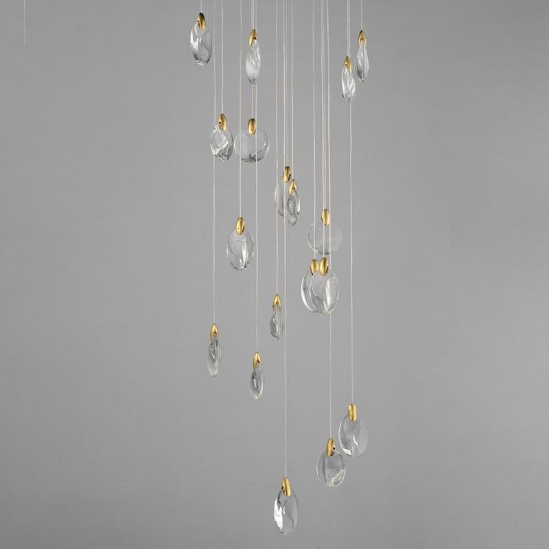 ET2 Lighting Pebble 18Lt LED Pendant, Black/Gold/Clear Crystal