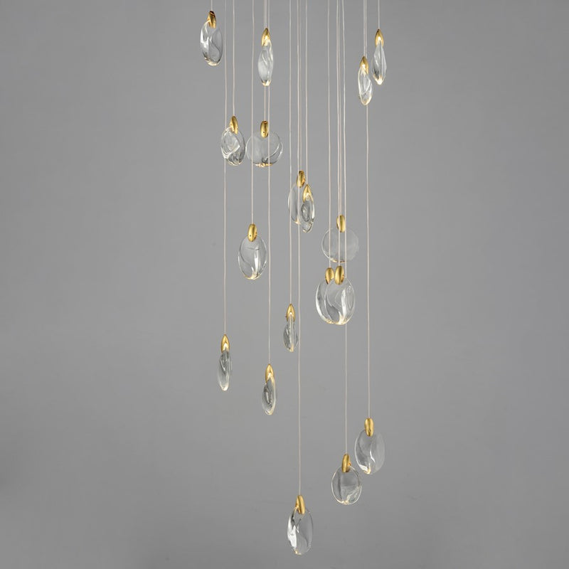 ET2 Lighting Pebble 18Lt LED Pendant, Black/Gold/Clear Crystal