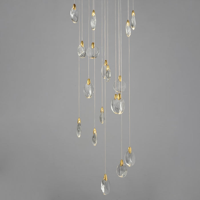 ET2 Lighting Pebble 18Lt LED Pendant, Black/Gold/Clear Crystal