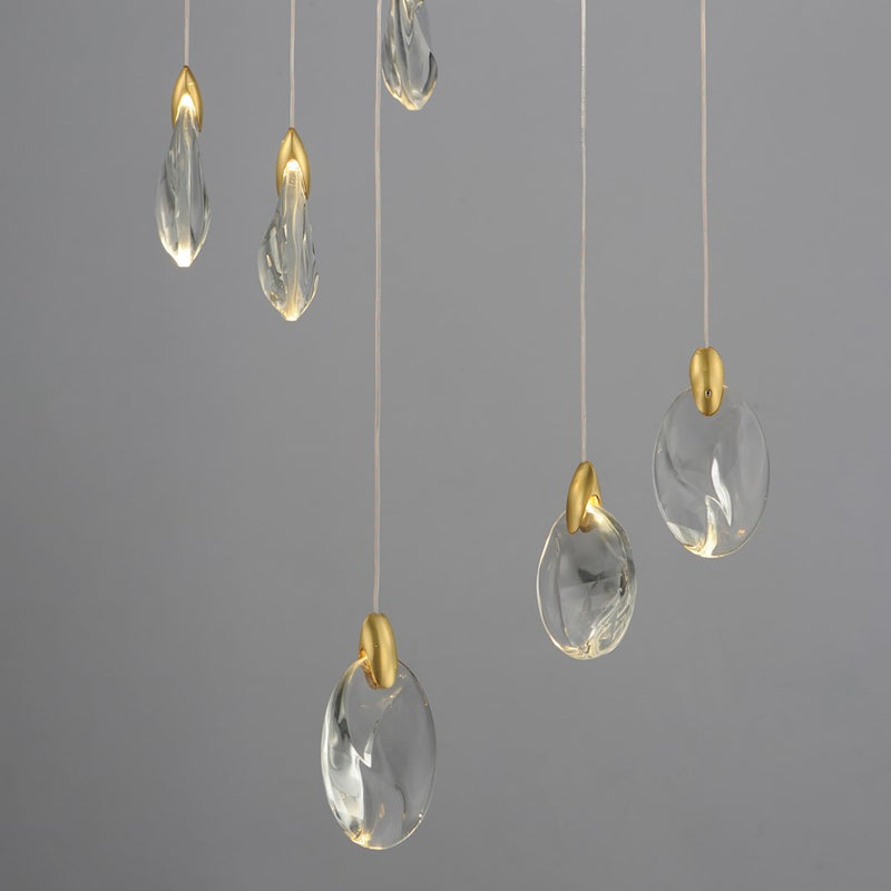 ET2 Lighting Pebble 18Lt LED Pendant, Black/Gold/Clear Crystal