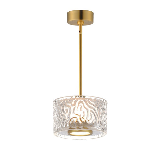 ET2 Lighting Elysian 1 Light LED Pendant, Brass/Ripple - E11081-124NAB