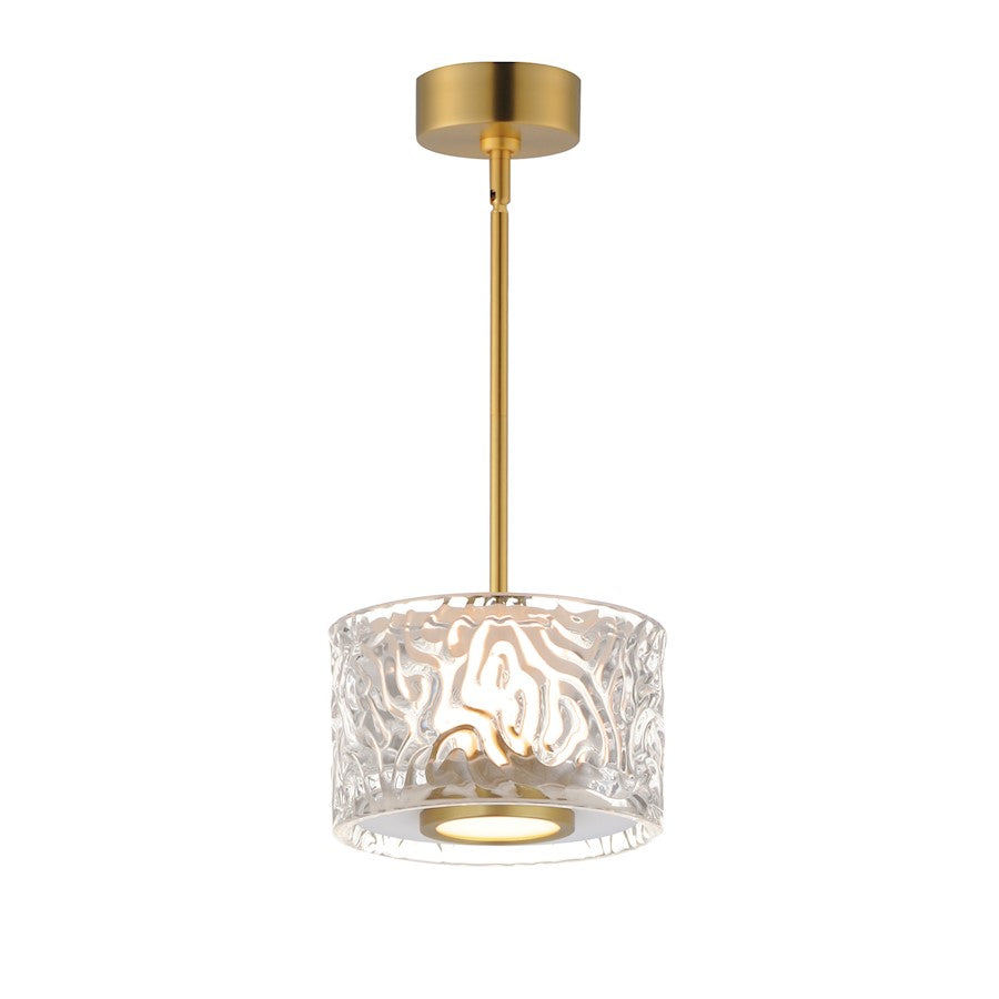 ET2 Lighting Elysian 1 Light LED Pendant, Brass/Ripple - E11081-124NAB