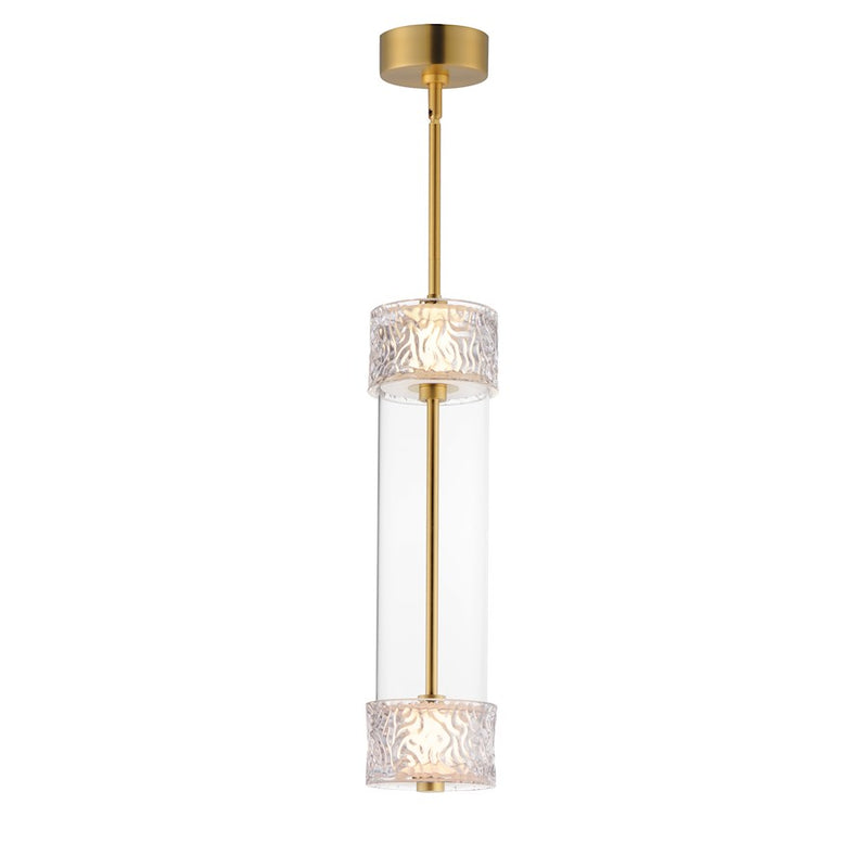 ET2 Lighting Elysian 2 Light LED Pendant, Brass/Ripple