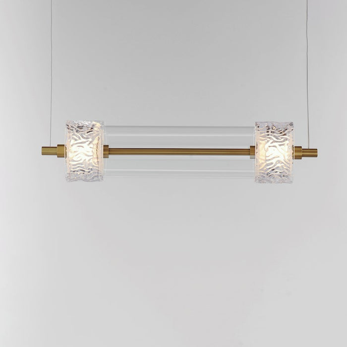 ET2 Lighting Elysian 2 Light LED Pendant, Brass/Ripple