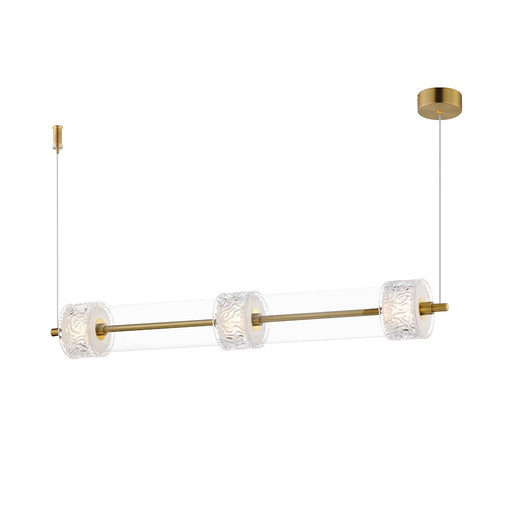 ET2 Lighting Elysian 3 Light LED Linear Pendant, Brass/Ripple - E11083-124NAB