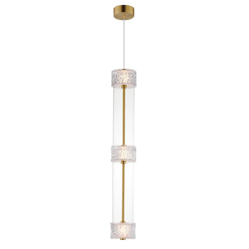 ET2 Lighting Elysian 3 Light LED Linear Pendant, Brass/Ripple