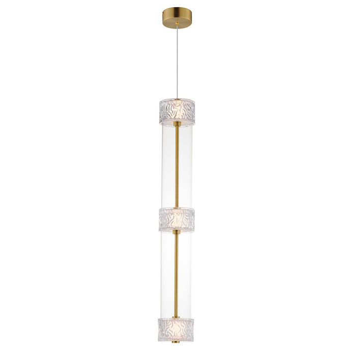 ET2 Lighting Elysian 3 Light LED Linear Pendant, Brass/Ripple