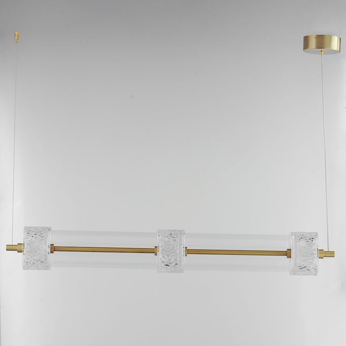 ET2 Lighting Elysian 3 Light LED Linear Pendant, Brass/Ripple