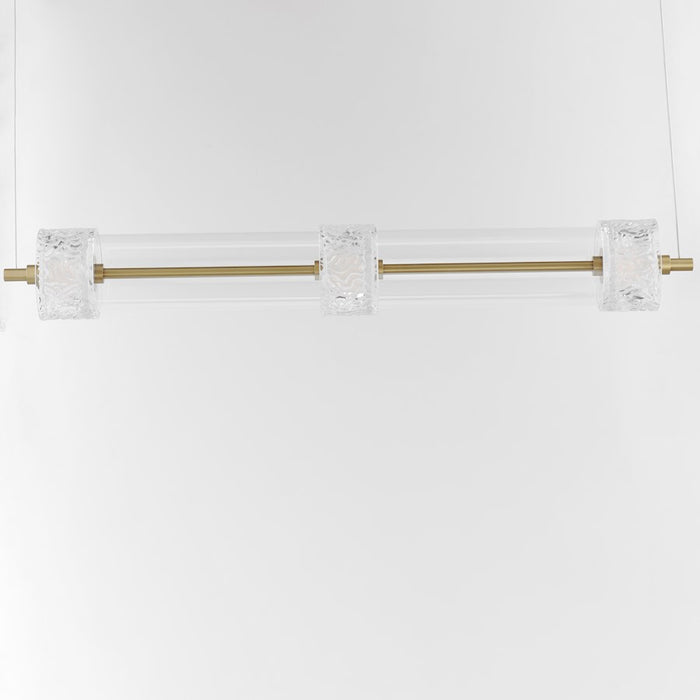 ET2 Lighting Elysian 3 Light LED Linear Pendant, Brass/Ripple