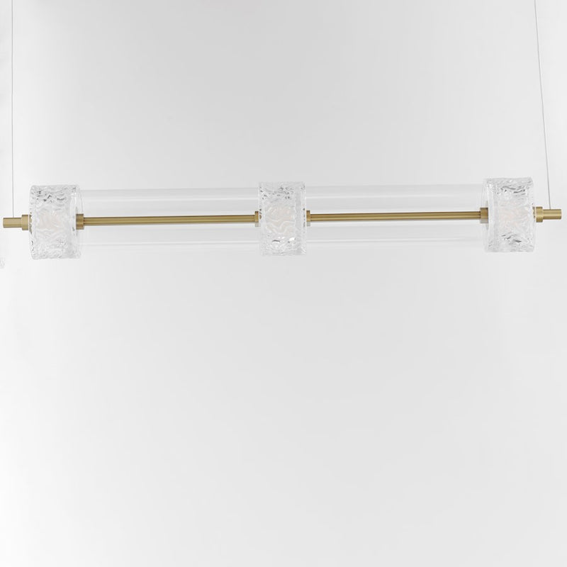 ET2 Lighting Elysian 3 Light LED Linear Pendant, Brass/Ripple