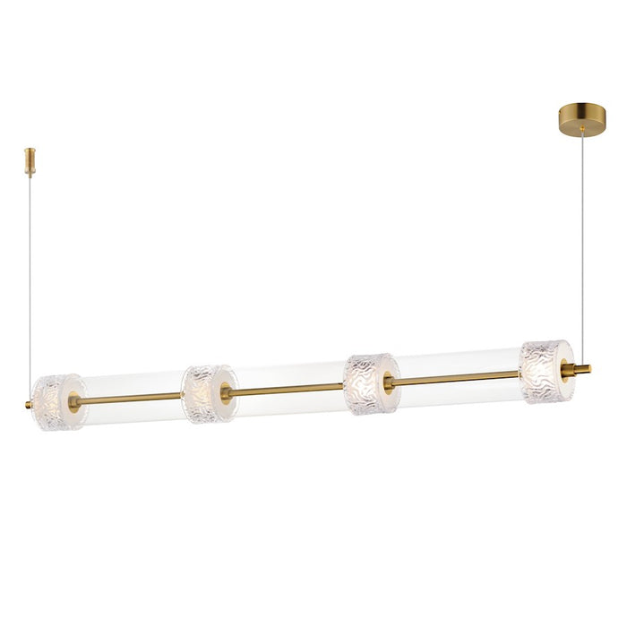 ET2 Lighting Elysian 4 Light LED Linear Pendant, Brass/Ripple - E11084-124NAB