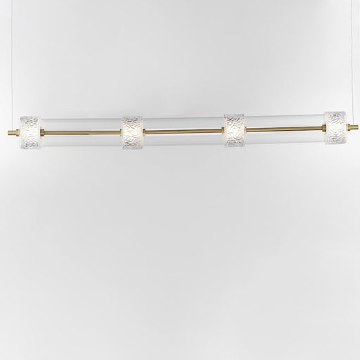 ET2 Lighting Elysian 4 Light LED Linear Pendant, Brass/Ripple