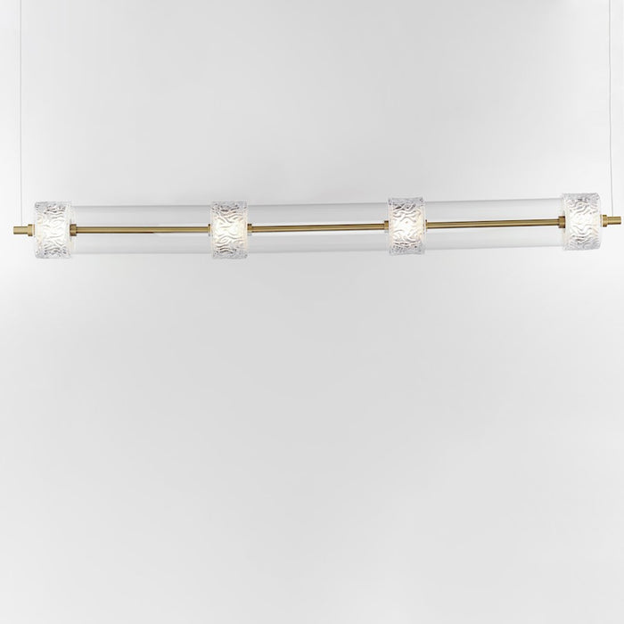 ET2 Lighting Elysian 4 Light LED Linear Pendant, Brass/Ripple