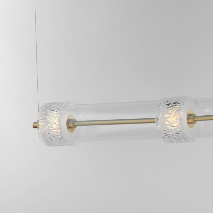 ET2 Lighting Elysian 4 Light LED Linear Pendant, Brass/Ripple