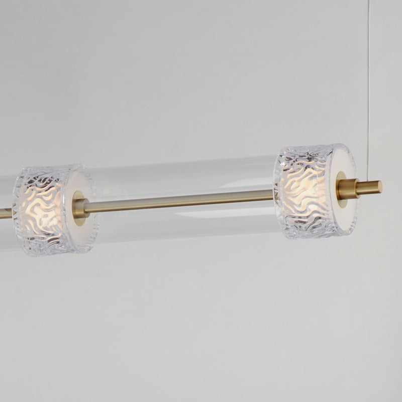 ET2 Lighting Elysian 4 Light LED Linear Pendant, Brass/Ripple
