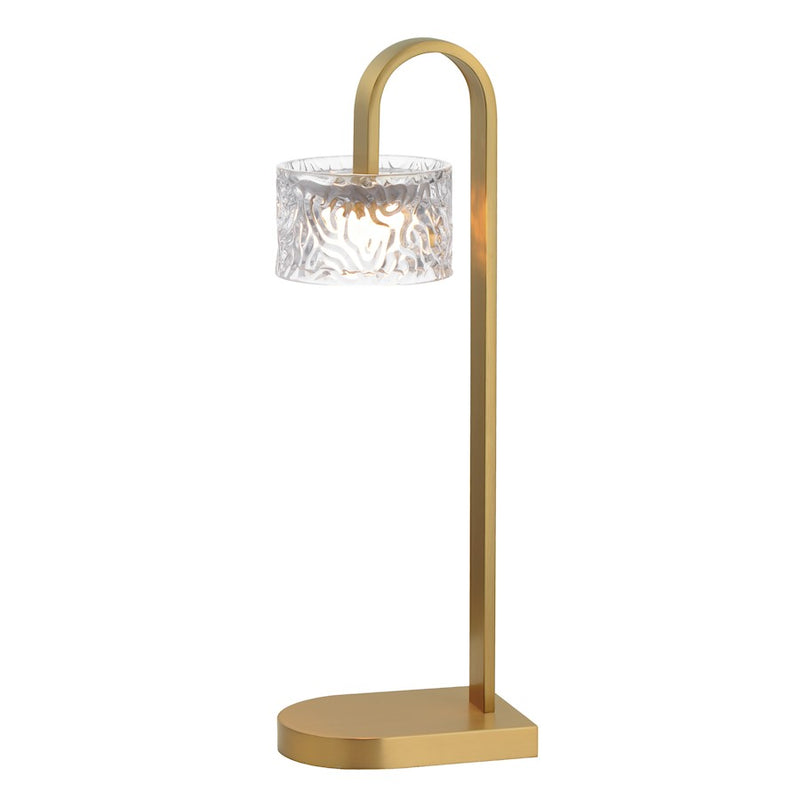 ET2 Lighting Elysian 1 Light LED Table Lamp, Brass/Ripple