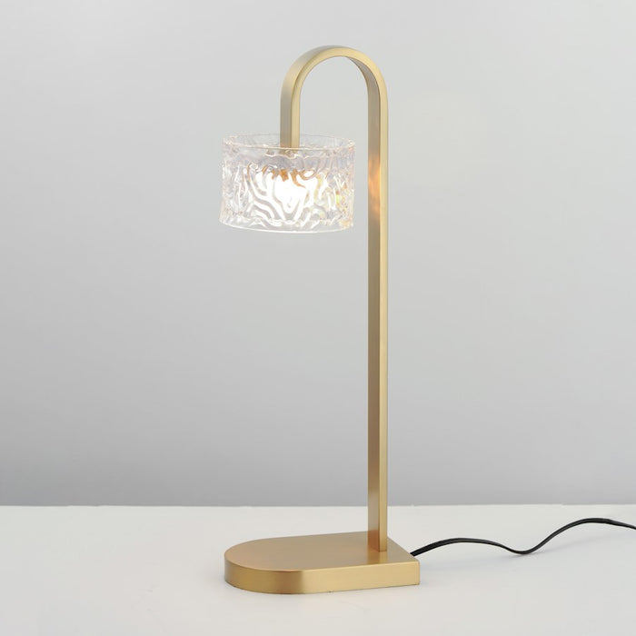 ET2 Lighting Elysian 1 Light LED Table Lamp, Brass/Ripple