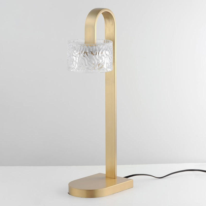 ET2 Lighting Elysian 1 Light LED Table Lamp, Brass/Ripple