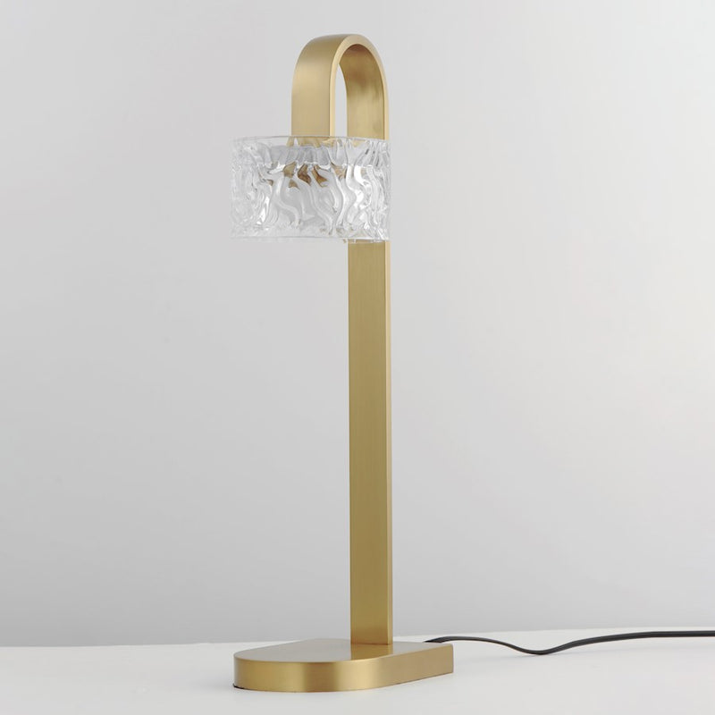 ET2 Lighting Elysian 1 Light LED Table Lamp, Brass/Ripple