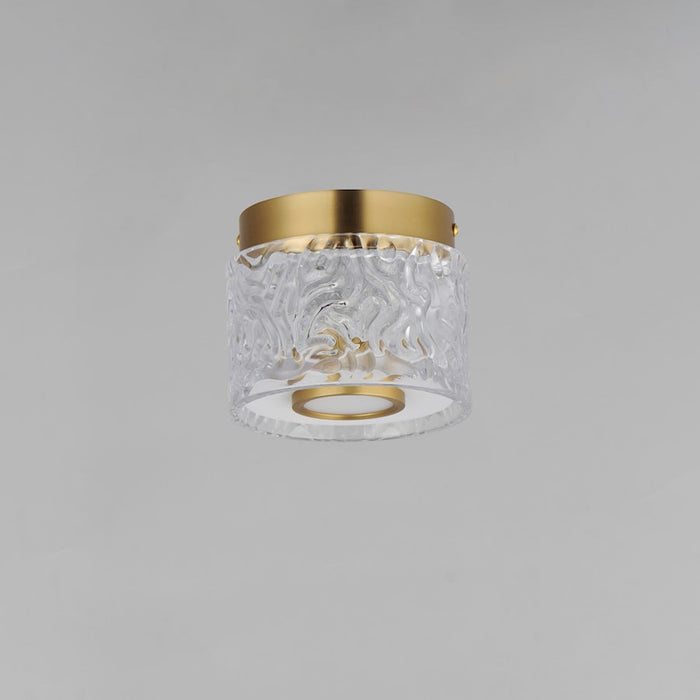 ET2 Lighting Elysian 1 Light LED Flush Mount, Brass/Ripple