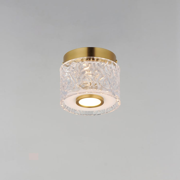 ET2 Lighting Elysian 1 Light LED Flush Mount, Brass/Ripple