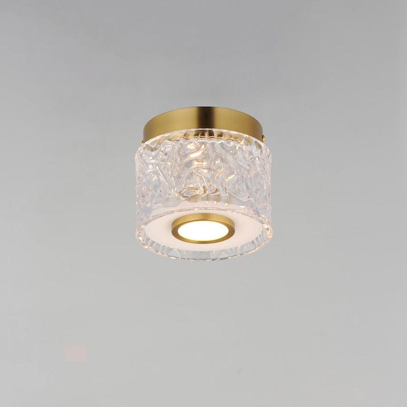 ET2 Lighting Elysian 1 Light LED Flush Mount, Brass/Ripple