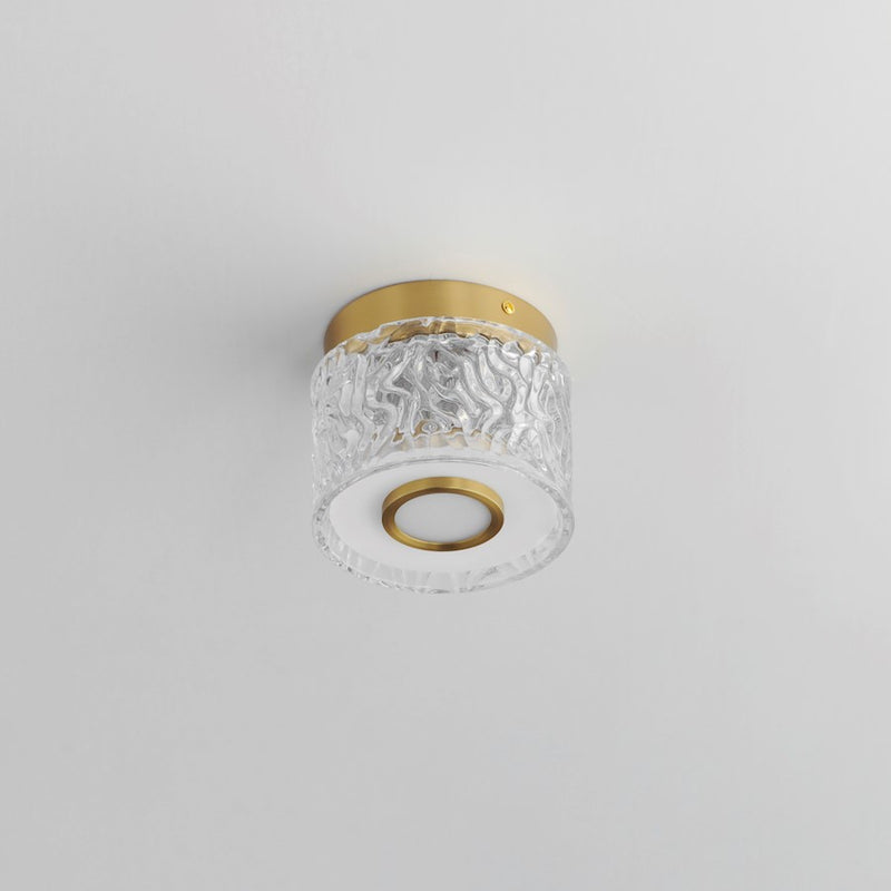 ET2 Lighting Elysian 1 Light LED Flush Mount, Brass/Ripple