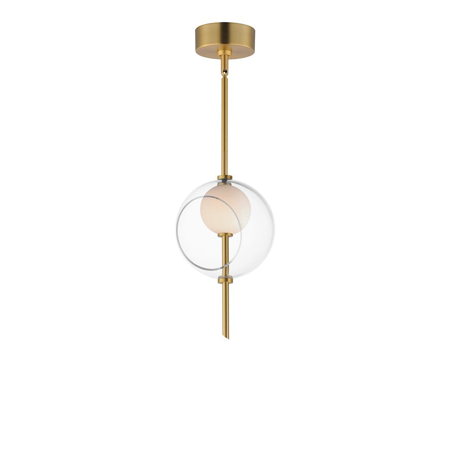 ET2 Lighting Martini 1 Light 8" LED Pendant, Brass/Clear/White - E11091-10NAB