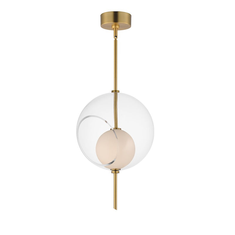 ET2 Lighting Martini 1 Light 12" LED Pendant, Brass/Clear/White