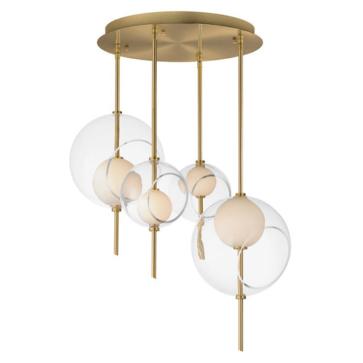 ET2 Lighting Martini 4 Light LED Pendant, Brass/Clear/White - E11096-10NAB