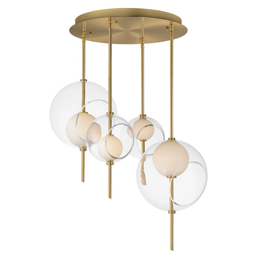 ET2 Lighting Martini 4 Light LED Pendant, Brass/Clear/White - E11096-10NAB