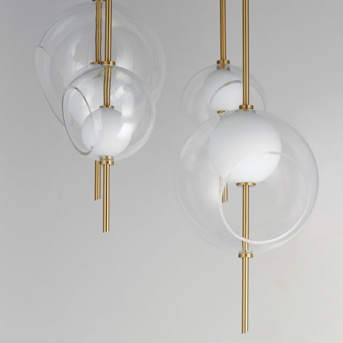 ET2 Lighting Martini 4 Light LED Pendant, Brass/Clear/White