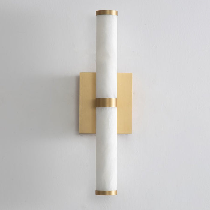 ET2 Lighting Aragon 2-Light 17" Bath Vanity, White Alabaster/Gold