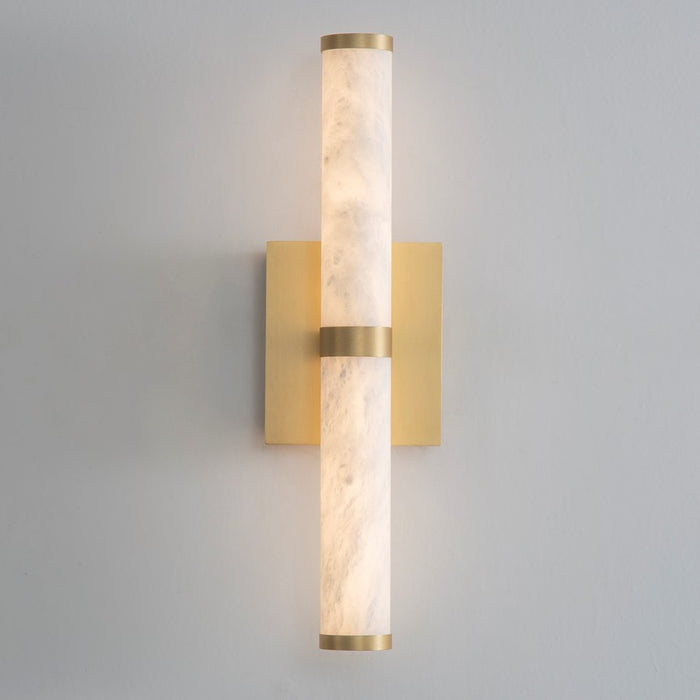 ET2 Lighting Aragon 2-Light 17" Bath Vanity, White Alabaster/Gold