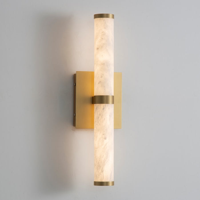 ET2 Lighting Aragon 2-Light 17" Bath Vanity, White Alabaster/Gold