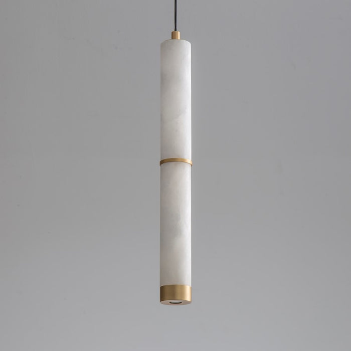 ET2 Lighting Aragon 2-Light 17" LED Pendant, White Alabaster/Gold