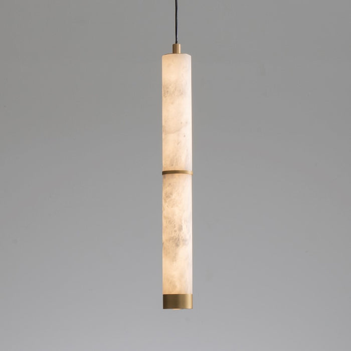 ET2 Lighting Aragon 2-Light 17" LED Pendant, White Alabaster/Gold