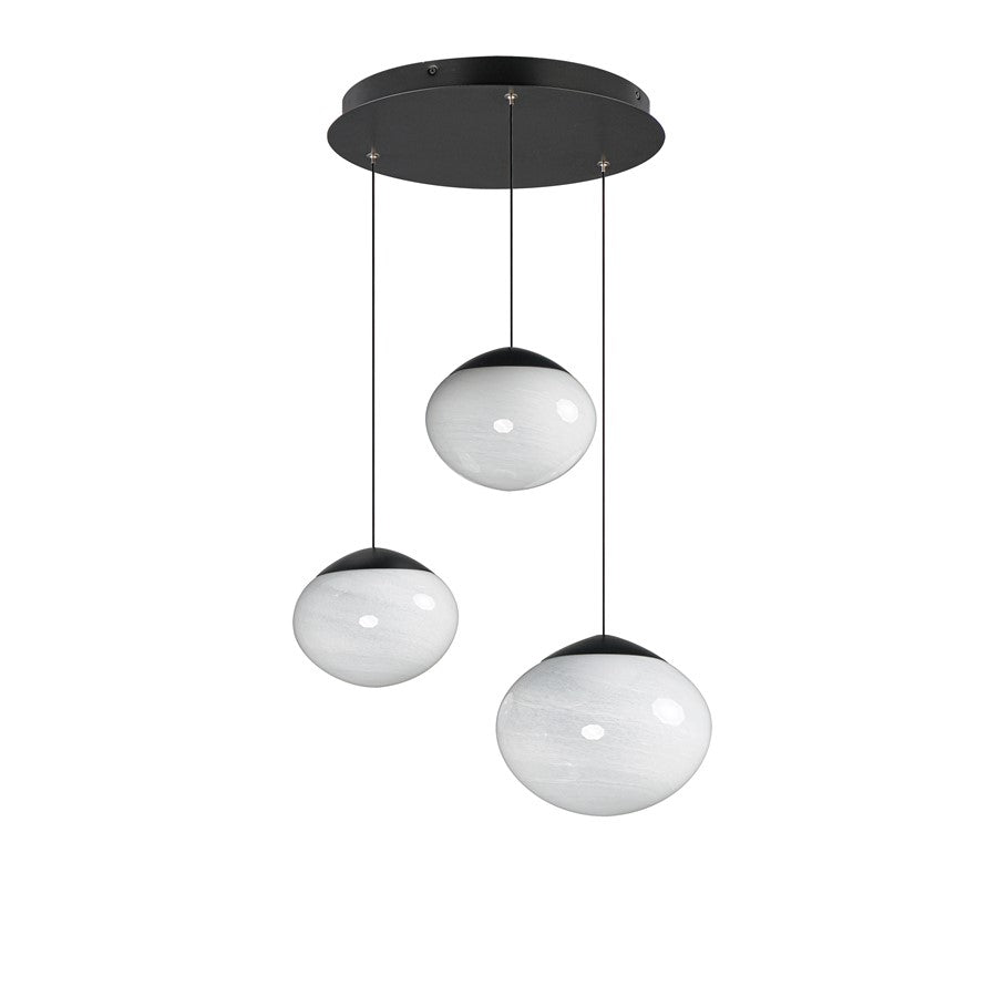 ET2 Lighting Nimbus 3-Light LED Pendant, Black/White Cirrus - E11523-113BK