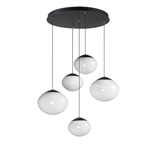 ET2 Lighting Nimbus 5-Light LED Pendant, Black/White Cirrus - E11525-113BK