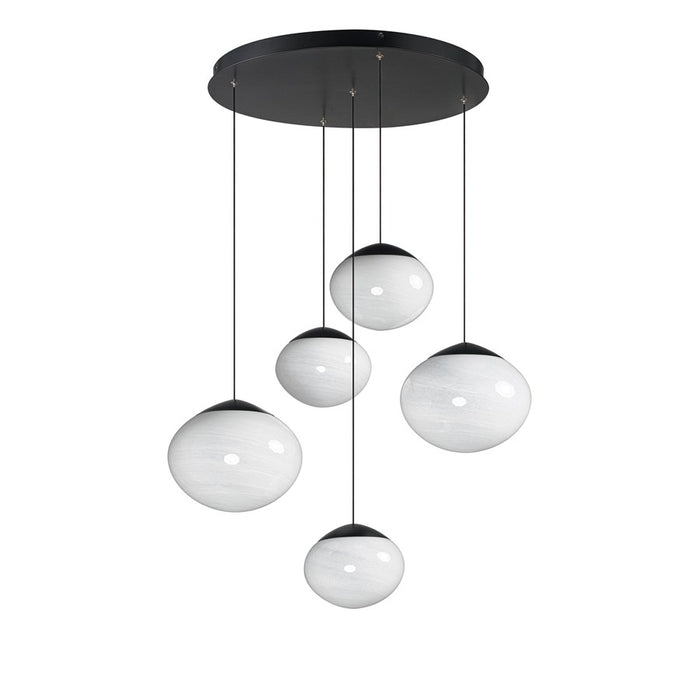 ET2 Lighting Nimbus 5-Light LED Pendant, Black/White Cirrus - E11525-113BK