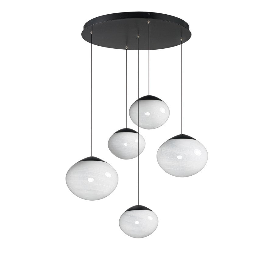 ET2 Lighting Nimbus 5-Light LED Pendant, Black/White Cirrus - E11525-113BK