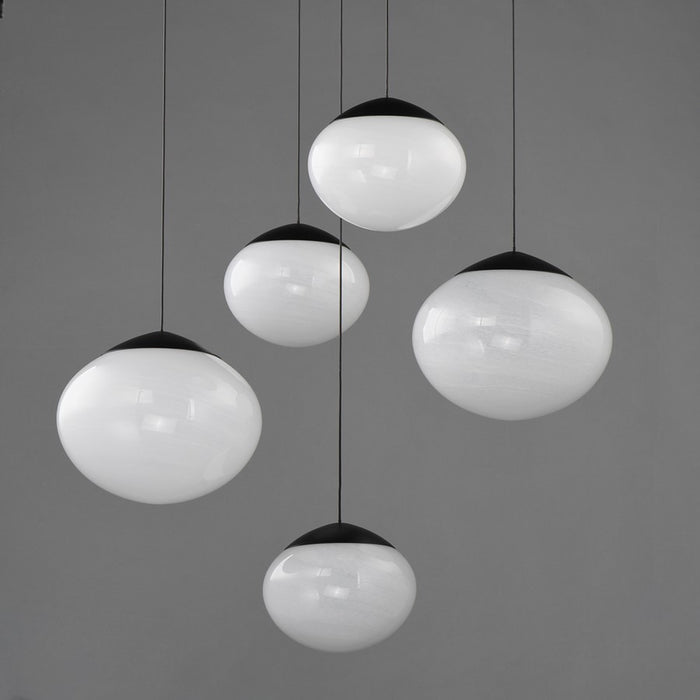 ET2 Lighting Nimbus 5-Light LED Pendant, Black/White Cirrus
