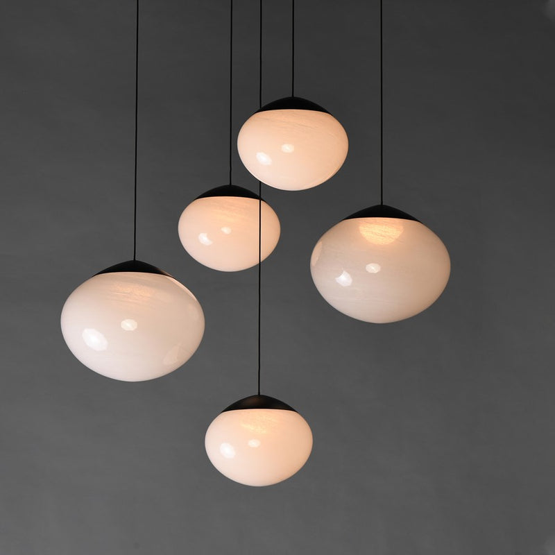 ET2 Lighting Nimbus 5-Light LED Pendant, Black/White Cirrus