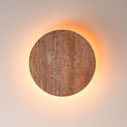 ET2 Discus 10in 1-Light Outdoor Wall Sconce | Modern Rosso Laterite and Gunmetal Stone | Entryway & Patio | 10.25 x 10.25 x 3 in | Model E14353-RLGM
