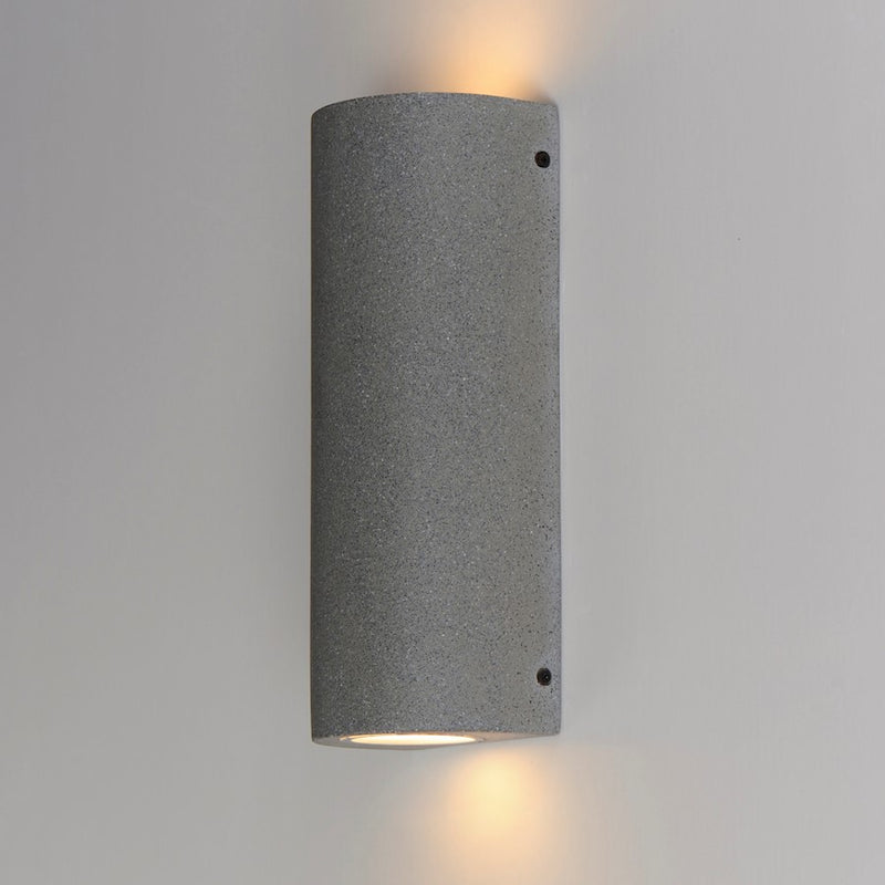 ET2 Lighting Pilar 2Lt LED Outdoor Cylinder Wall Sconce, Greystone
