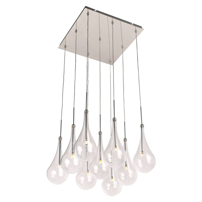 ET2 Lighting Larmes 9-Light LED Pendant, Polished Chrome