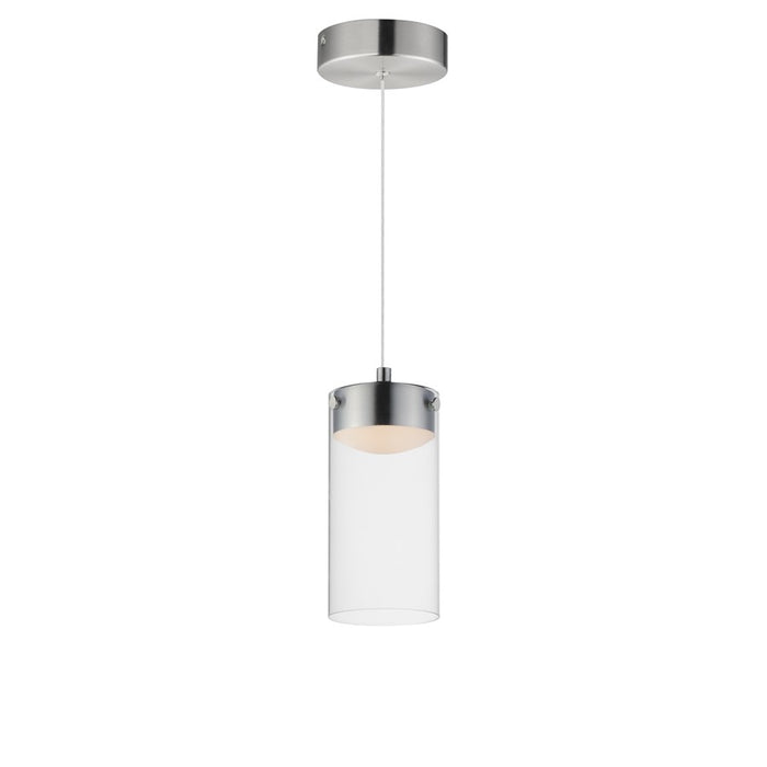 ET2 Lighting Highball 1 Light Mini Pendant, Satin Nickel/Clear - E21181-18SN